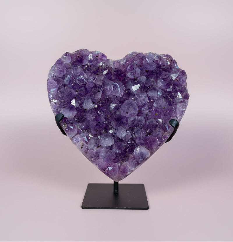Amethyst Hematite Heart Druzy Crystal (M)