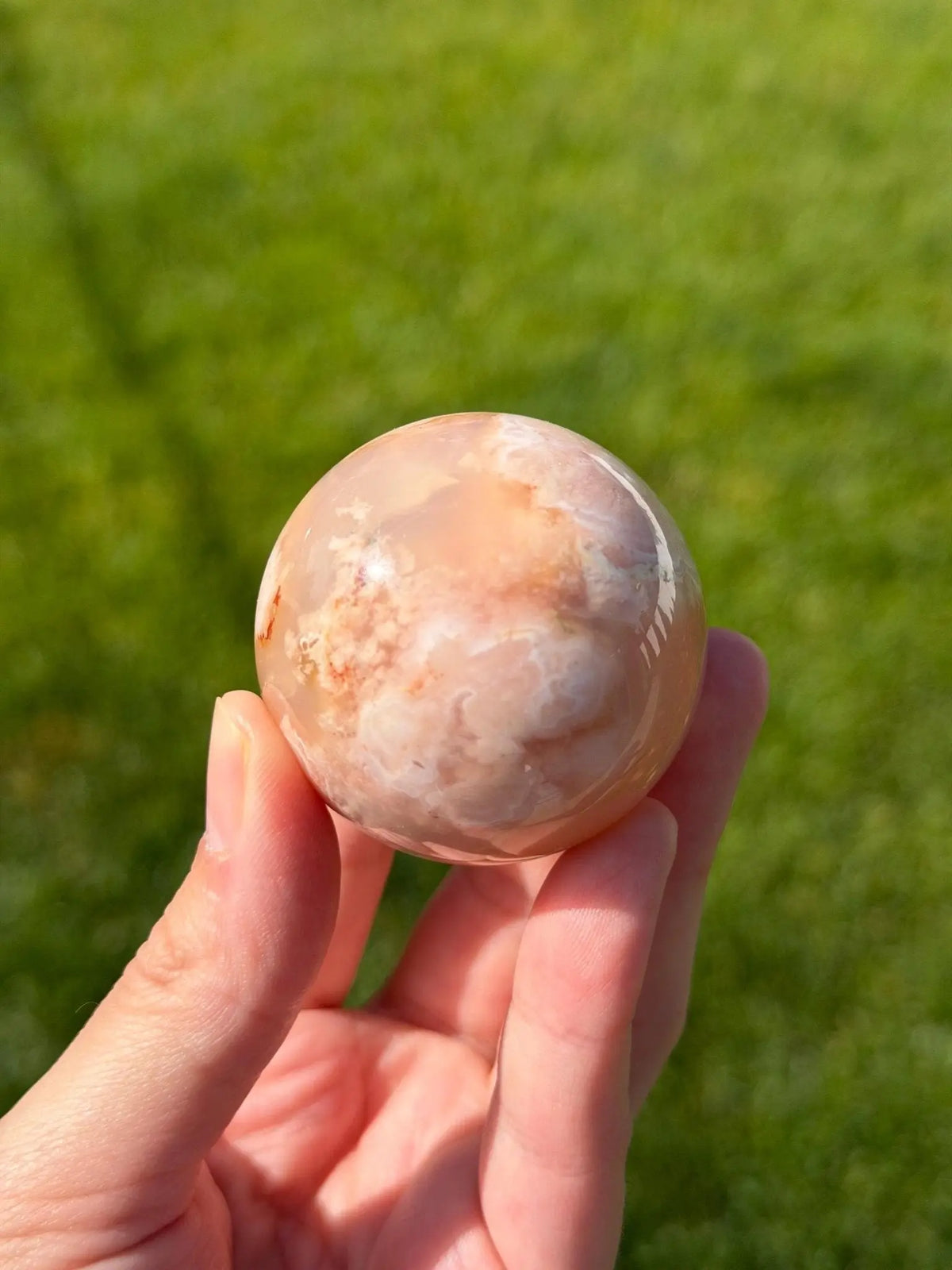 Dusty Pink Flower Agate Sphere | 45mm - The Aquarian Alchemist