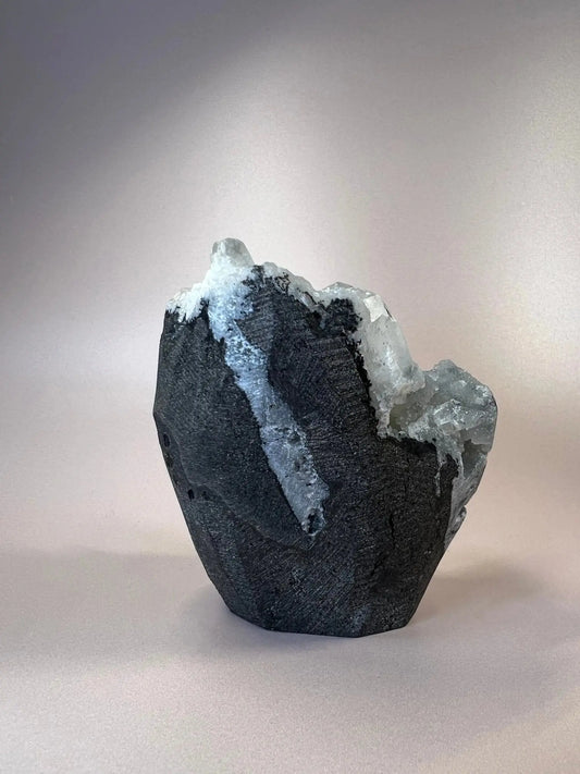 Moody Blue Chalcedony, Cubic Apophyllite with Grey Hues | Self - Standing 3.24" - The Aquarian Alchemist