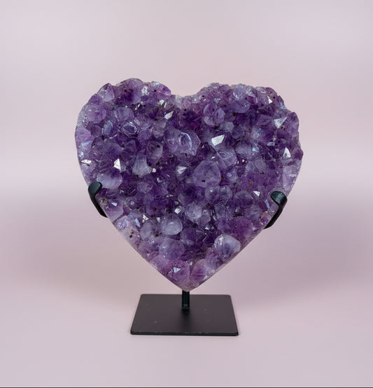 Amethyst Hematite Heart Druzy Crystal (M)