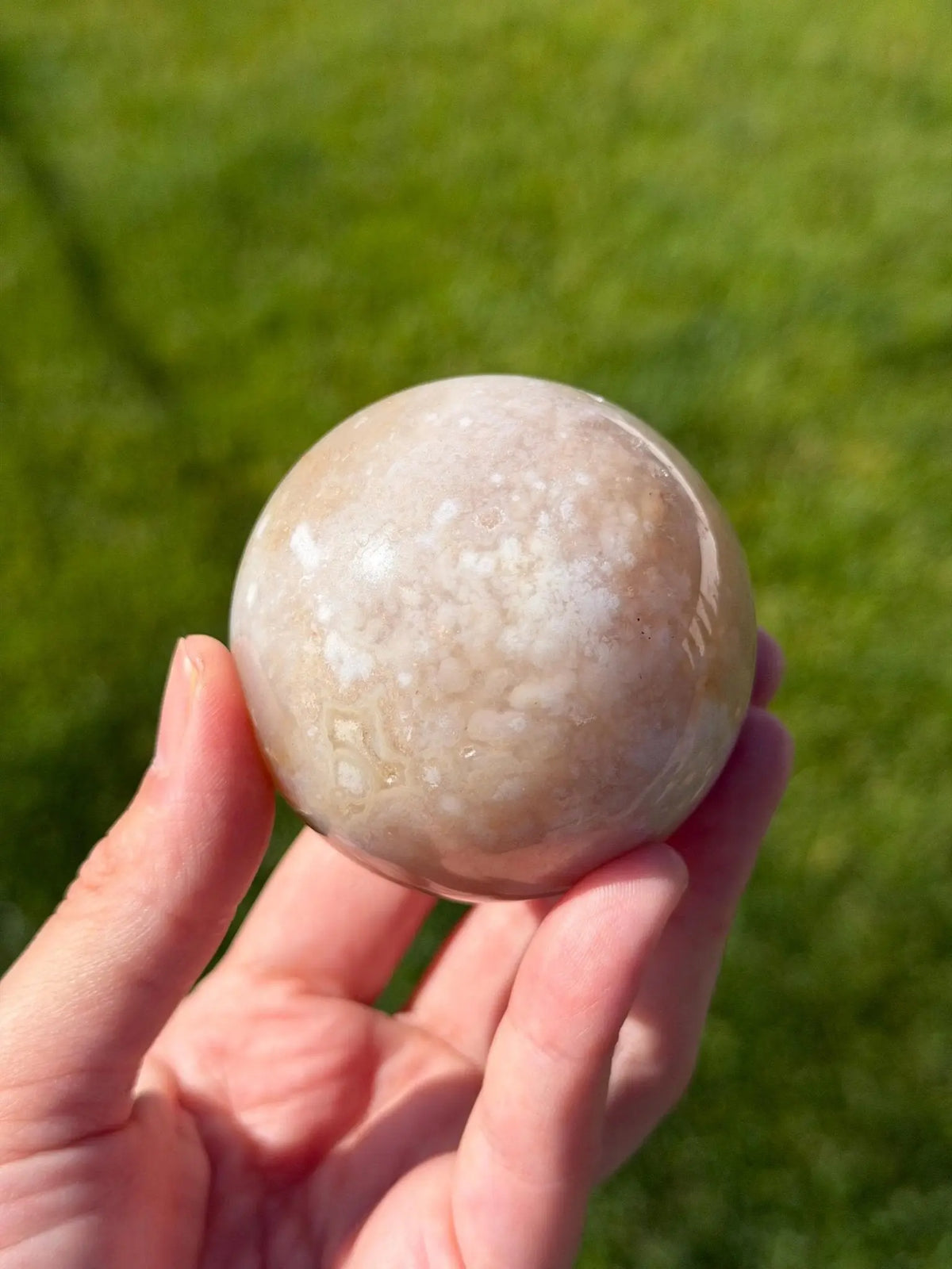 Beige Flower Agate Sphere | 59mm - The Aquarian Alchemist