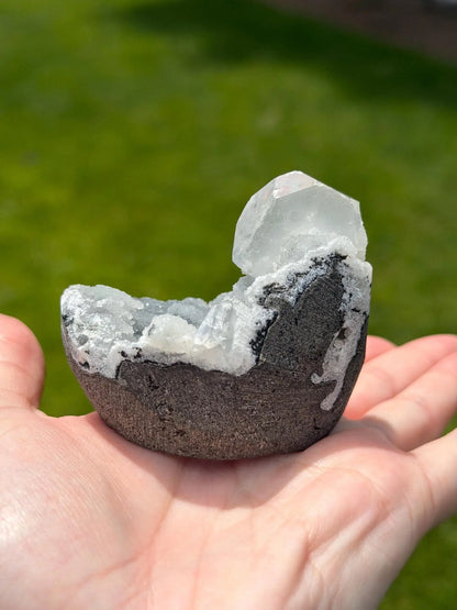 Blue Chalcedony with Apophyllite | Natural Mineral Specimen | Druzy Chalcedony Crystal Cluster - The Aquarian Alchemist