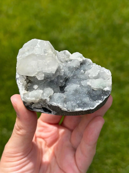Blue Chalcedony with Apophyllite | Natural Mineral Specimen | Druzy Chalcedony Crystal Cluster - The Aquarian Alchemist