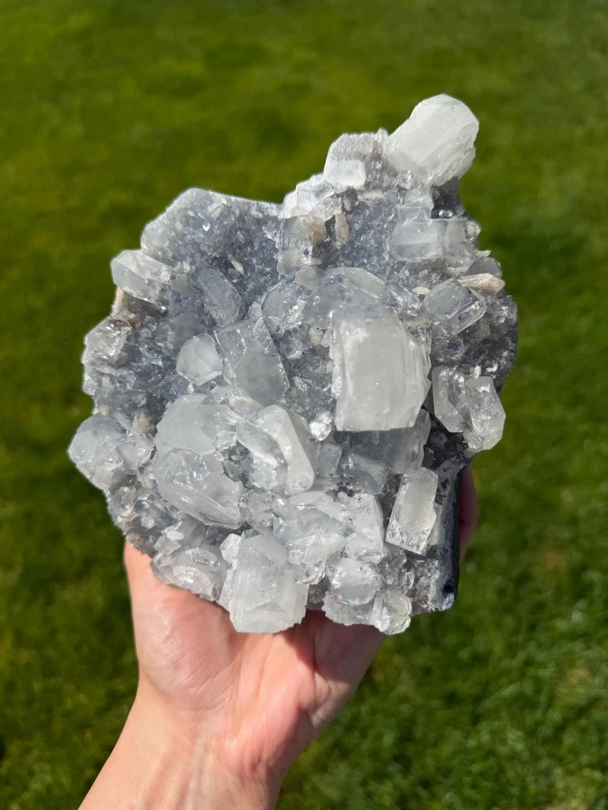 Blue Chalcedony with Apophyllite & Stilbite - The Aquarian Alchemist