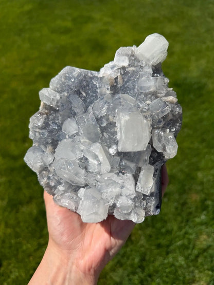 Blue Chalcedony with Apophyllite & Stilbite - The Aquarian Alchemist