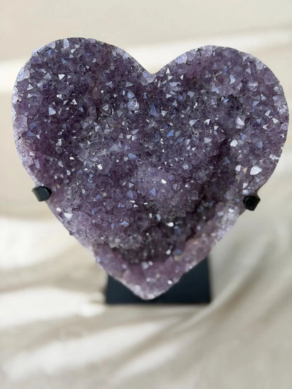 Brazilian Druzy Amethyst Heart with Custom Stand | AMH-005 - The Aquarian Alchemist