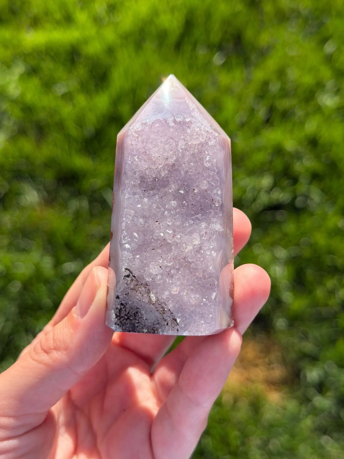 Druzy Agate Tower from Brazil | Natural Crystal Point | Sparkling Quartz Druzy | Specimen | SKU DA-01 - The Aquarian Alchemist