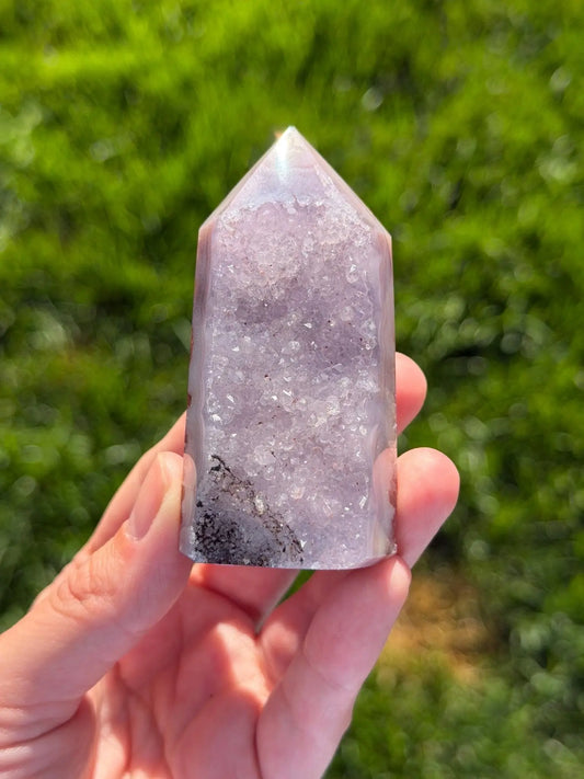 Druzy Agate Tower from Brazil | Natural Crystal Point | Sparkling Quartz Druzy | Specimen | SKU DA-01 - The Aquarian Alchemist
