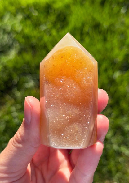 Druzy Agate Tower from Brazil | Natural Crystal Point | Sparkling Quartz Druzy | Specimen | SKU DA-02 - The Aquarian Alchemist