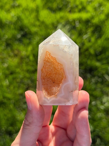Druzy Agate Tower from Brazil | Natural Crystal Point | Sparkling Quartz Druzy | Specimen | SKU DA-06 - The Aquarian Alchemist
