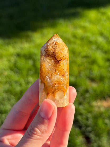 Druzy Agate Tower from Brazil | Natural Crystal Point | Sparkling Quartz Druzy | Specimen | SKU DA-13 - The Aquarian Alchemist