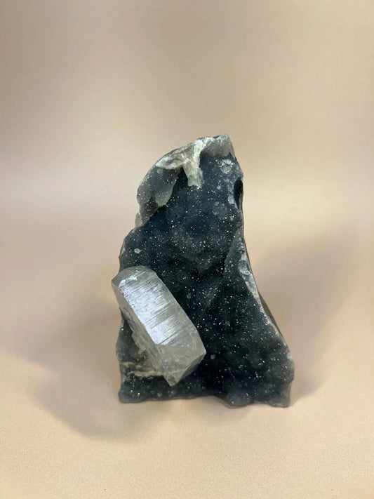 Druzy Blue Chalcedony, Chunky Apophyllite with Grey Hues | Self - Standing 3.78" - The Aquarian Alchemist