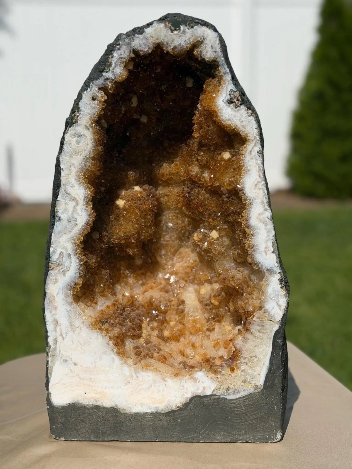 Heat-Treated Amethyst Cathedral (Citrine Color) – Large Display Geode | Approx. 34 lbs - The Aquarian Alchemist