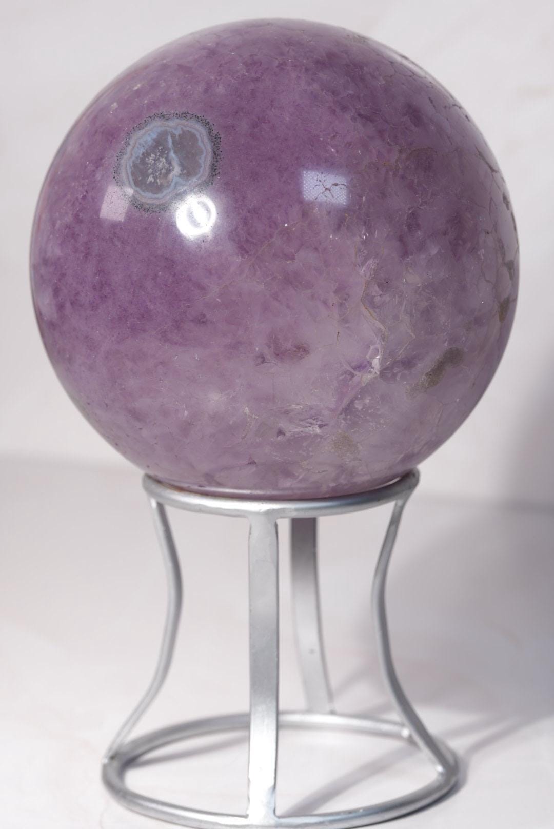 HUGE 11lb+ Purple Pac-Man Amethyst Sphere | Brazil | Custom Silver Stand Included - The Aquarian Alchemist