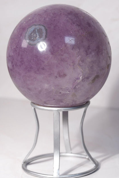 HUGE 11lb+ Purple Pac-Man Amethyst Sphere | Brazil | Custom Silver Stand Included - The Aquarian Alchemist