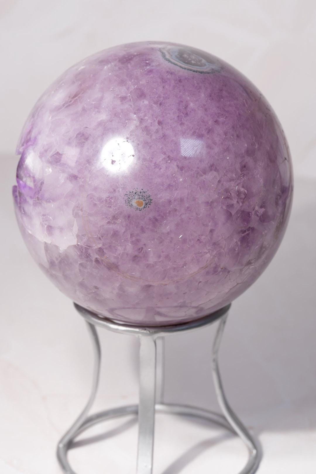 HUGE 11lb+ Purple Pac-Man Amethyst Sphere | Brazil | Custom Silver Stand Included - The Aquarian Alchemist