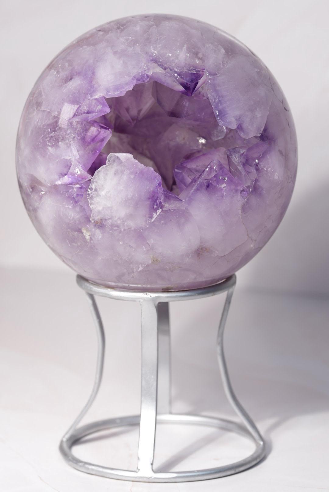 HUGE 11lb+ Purple Pac-Man Amethyst Sphere | Brazil | Custom Silver Stand Included - The Aquarian Alchemist