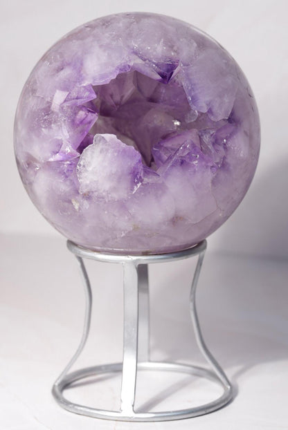 HUGE 11lb+ Purple Pac-Man Amethyst Sphere | Brazil | Custom Silver Stand Included - The Aquarian Alchemist