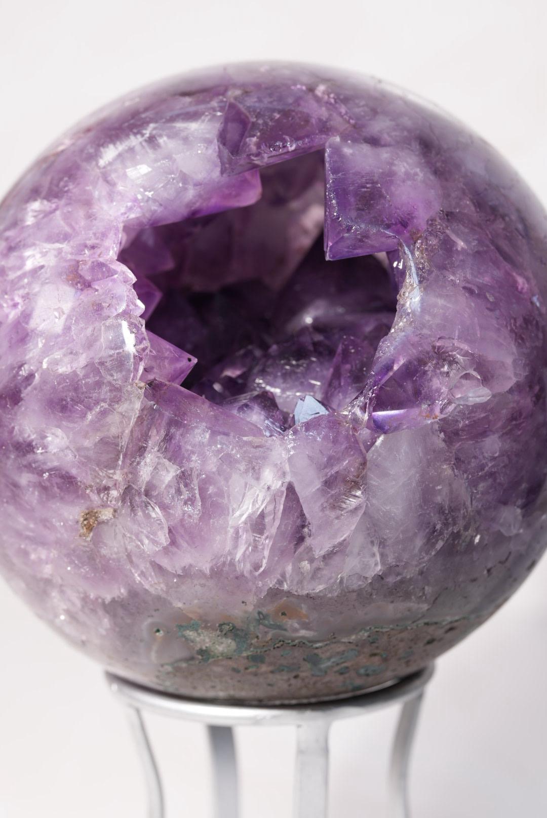 HUGE 14lb + Dark Purple Pac-Man Amethyst Sphere | Brazil | Custom Silver Stand Included - The Aquarian Alchemist