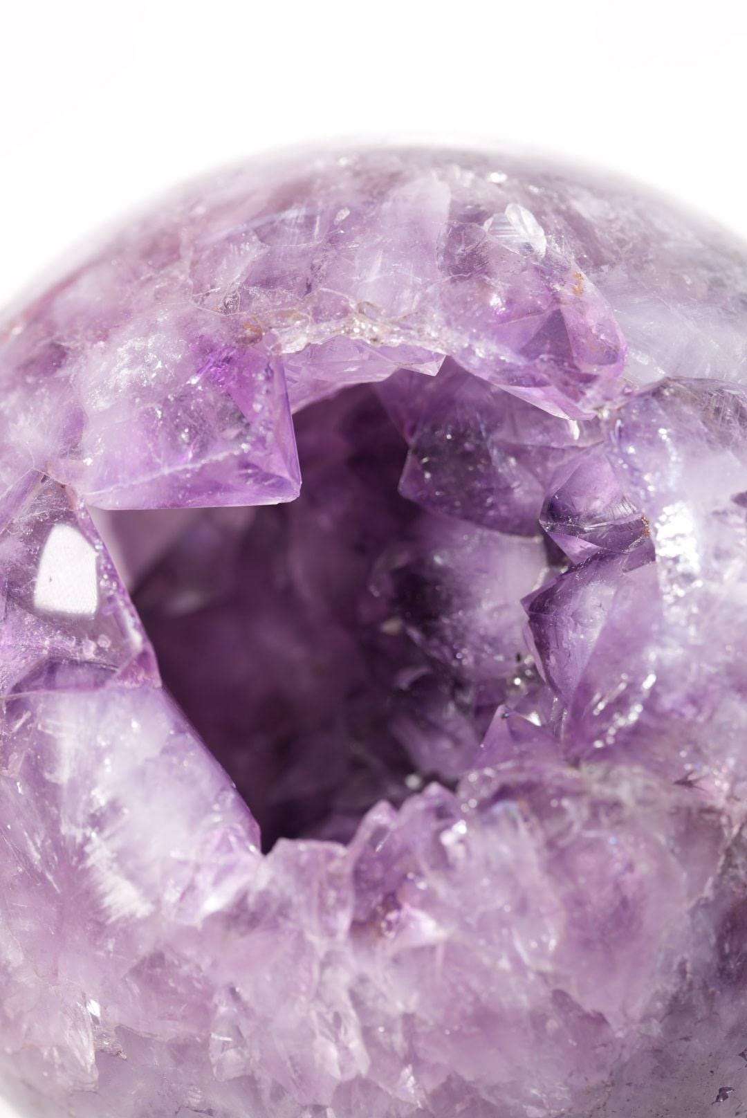 HUGE 14lb + Dark Purple Pac-Man Amethyst Sphere | Brazil | Custom Silver Stand Included - The Aquarian Alchemist