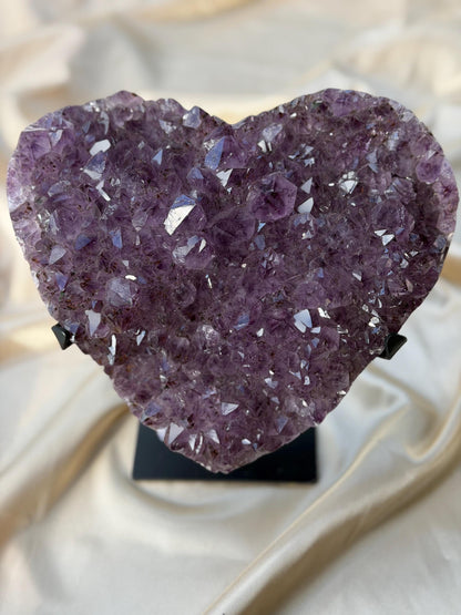 Brazilian Druzy Amethyst Heart with Custom Stand | AMH-001