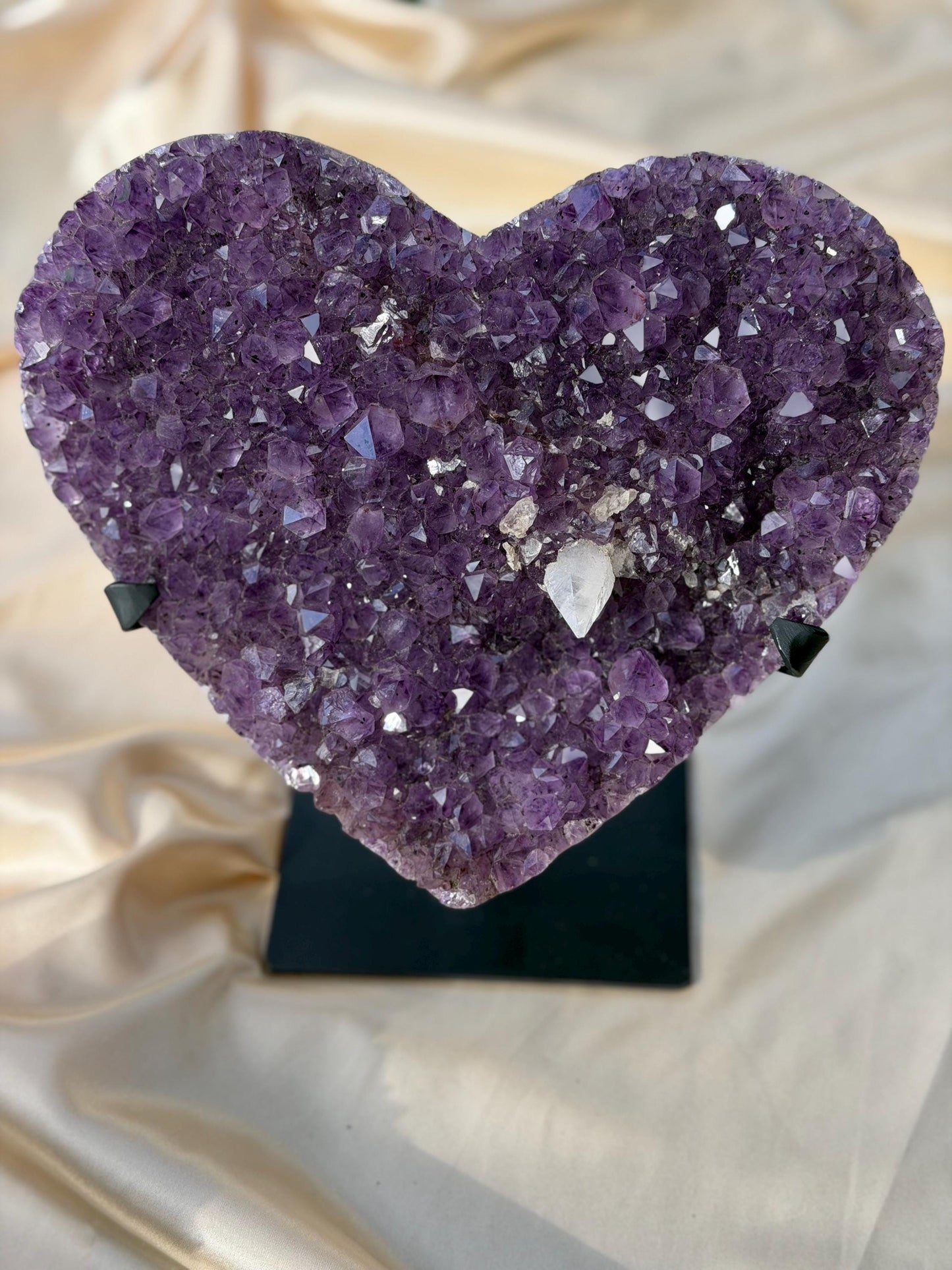 Brazilian Druzy Amethyst Heart with Custom Stand | AMH-002