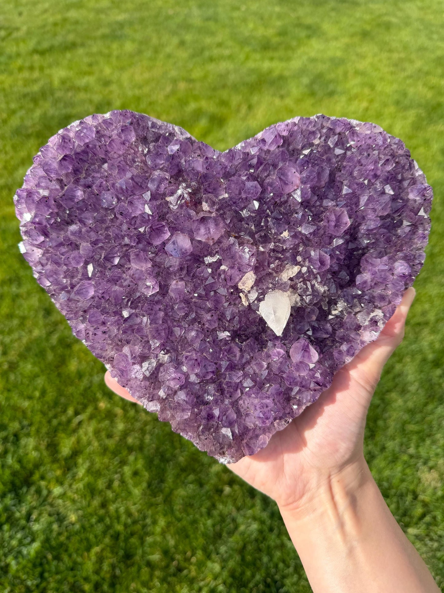 Brazilian Druzy Amethyst Heart with Custom Stand | AMH-002