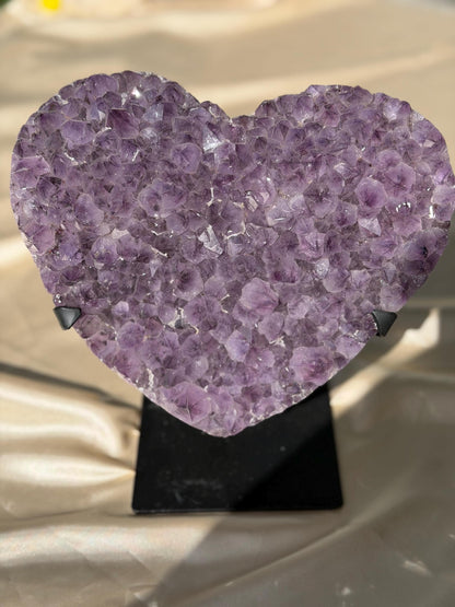 Brazilian Druzy Amethyst Heart with Custom Stand | AMH-004