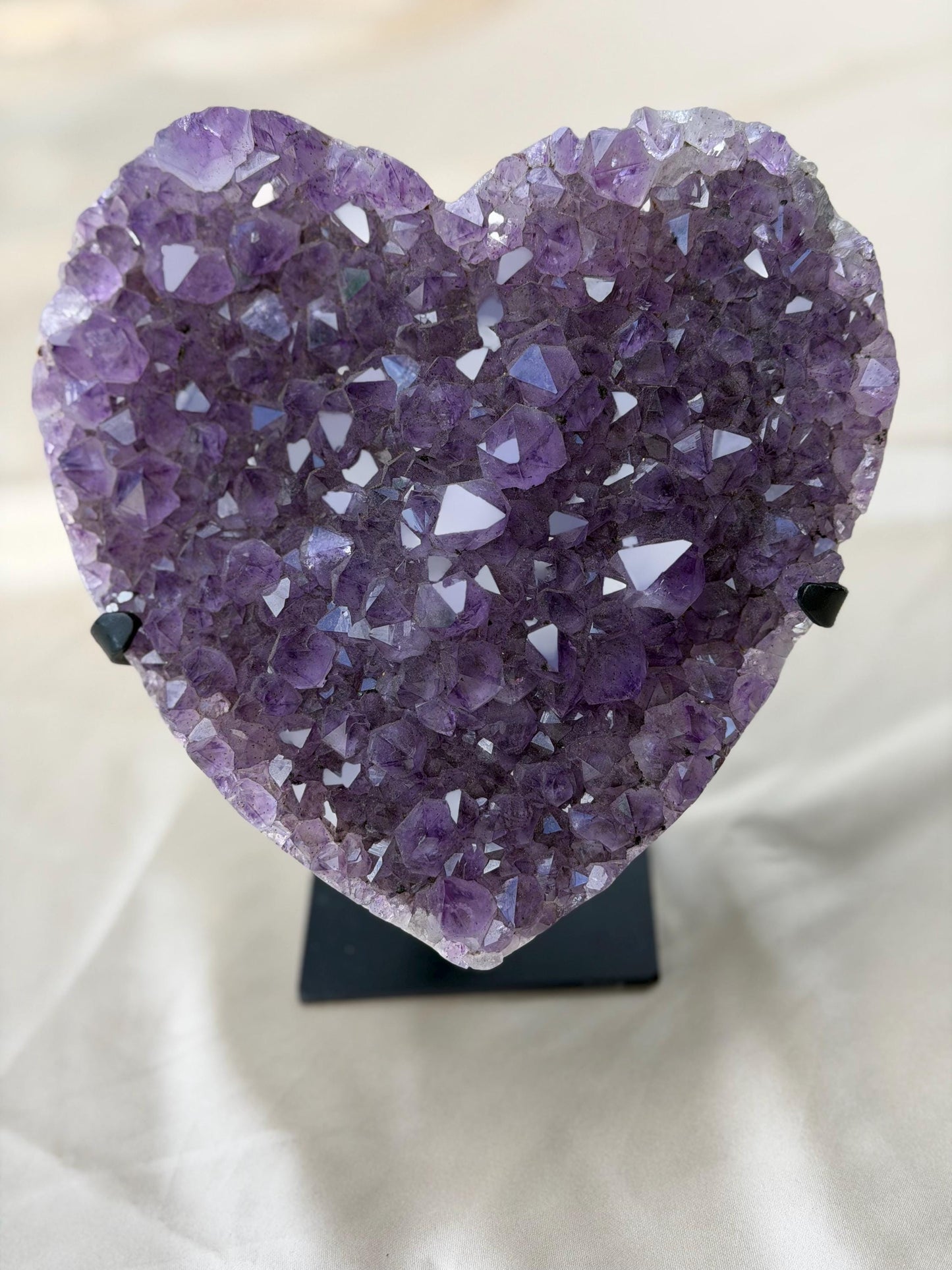 Brazilian Druzy Amethyst Heart with Custom Stand | AMH-006