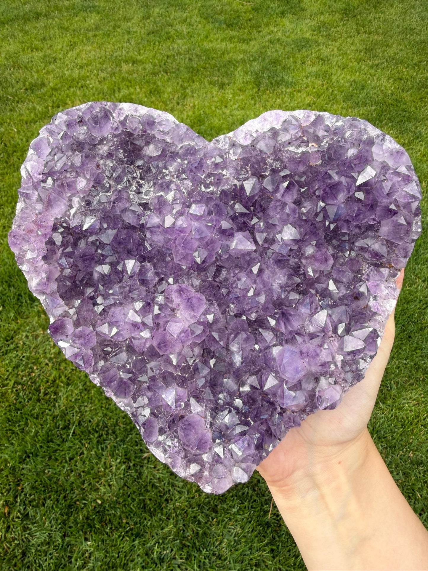 Brazilian Druzy Amethyst Heart with Custom Stand | AMH-007