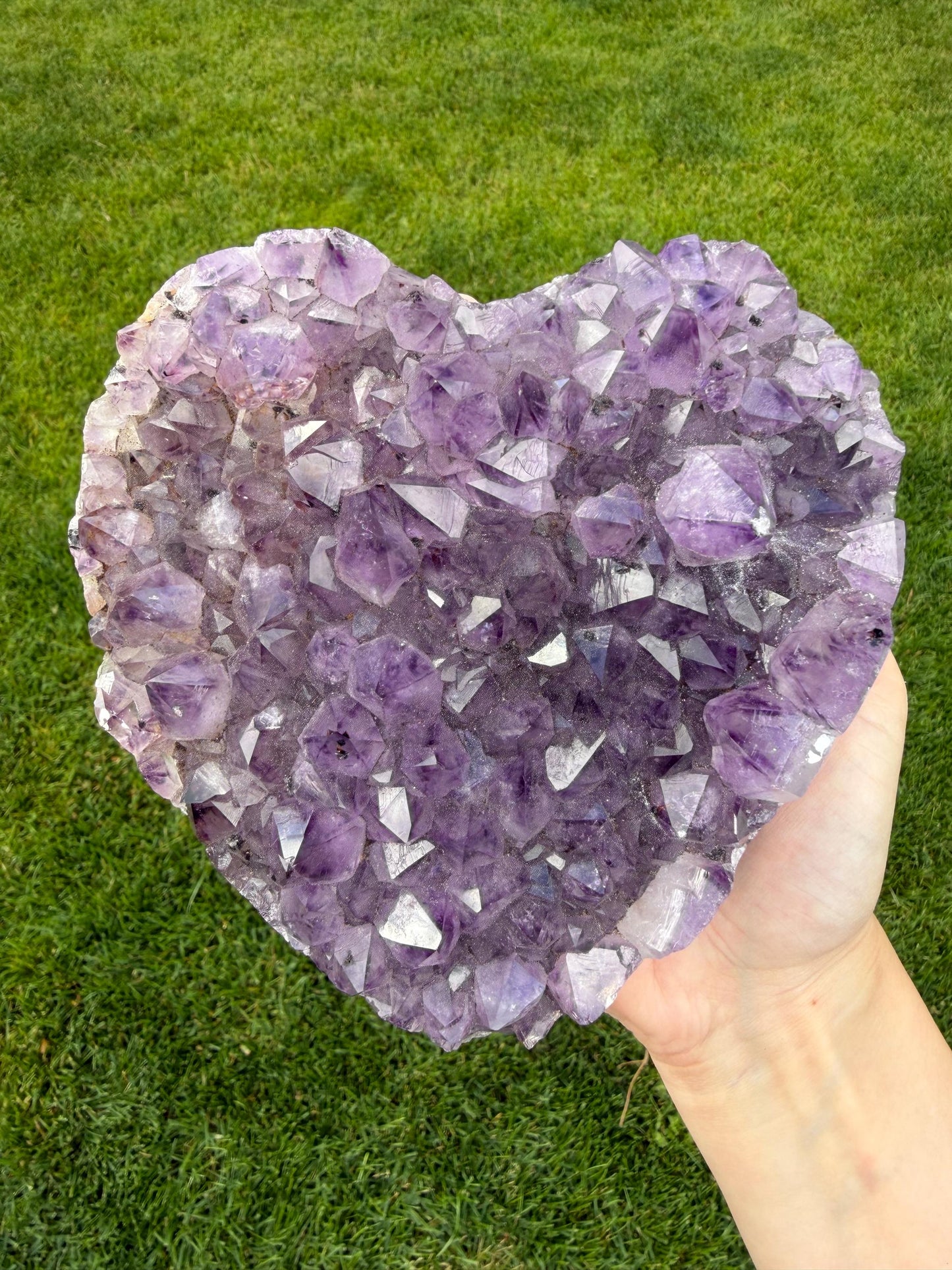 Brazilian Druzy Amethyst Heart with Custom Stand | AMH-009