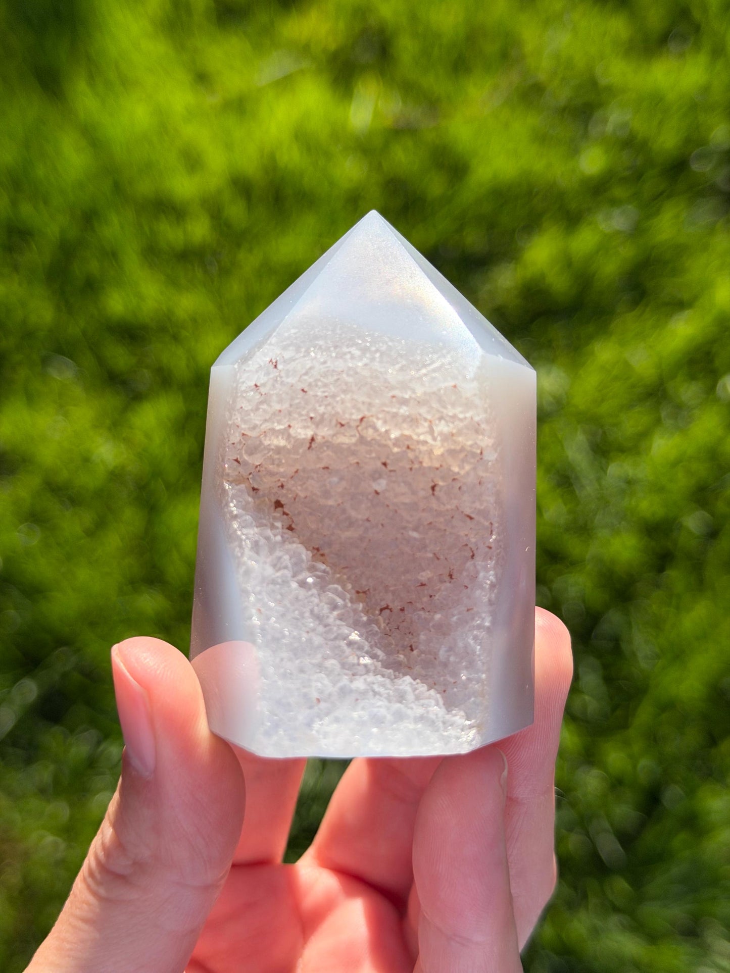 Druzy Agate Tower from Brazil | Natural Crystal Point | Sparkling Quartz Druzy | Specimen | SKU DA-04