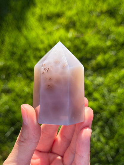 Druzy Agate Tower from Brazil | Natural Crystal Point | Sparkling Quartz Druzy | Specimen | SKU DA-04