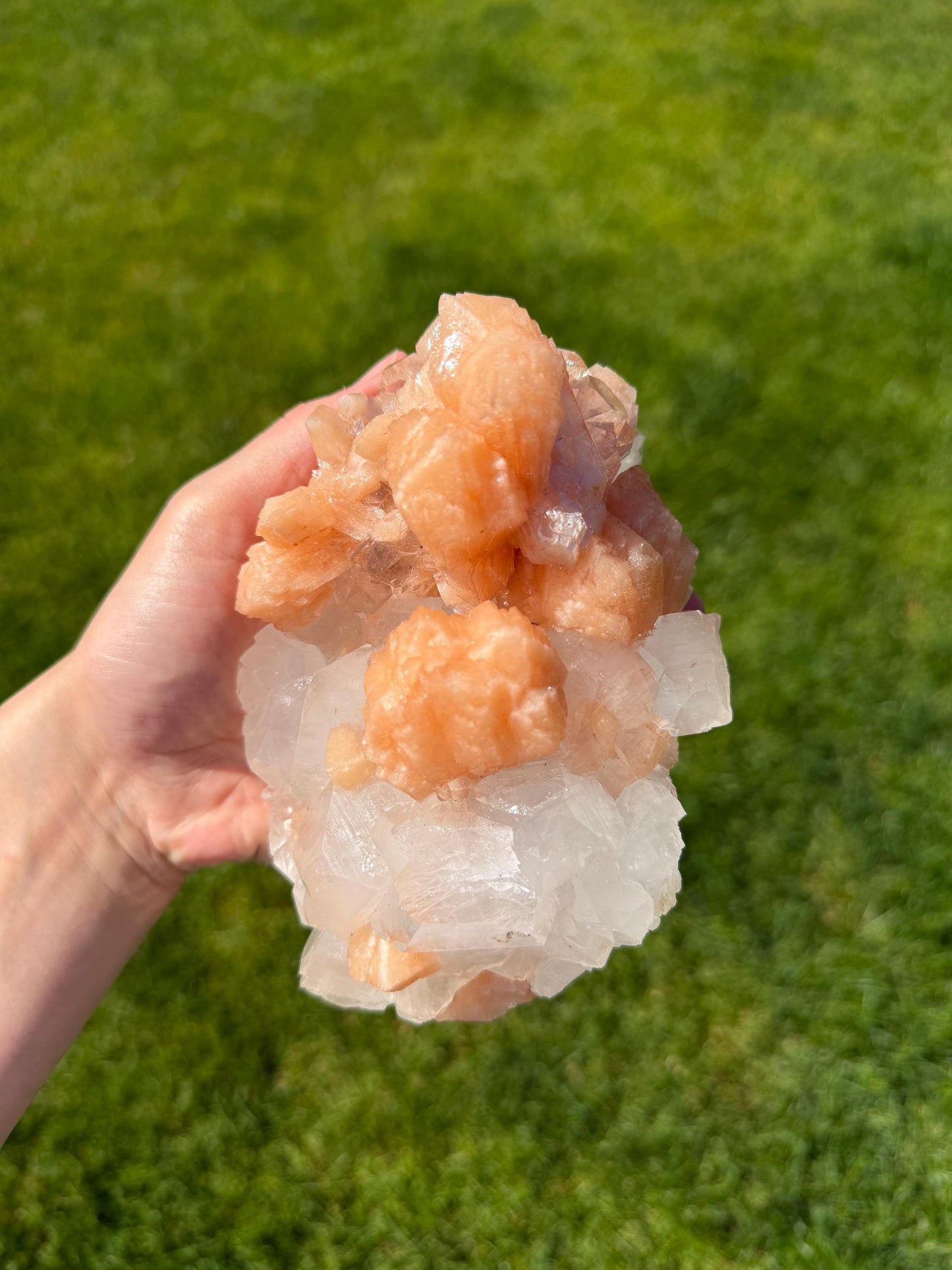 Apophyllite Cluster with Peach Stilbite