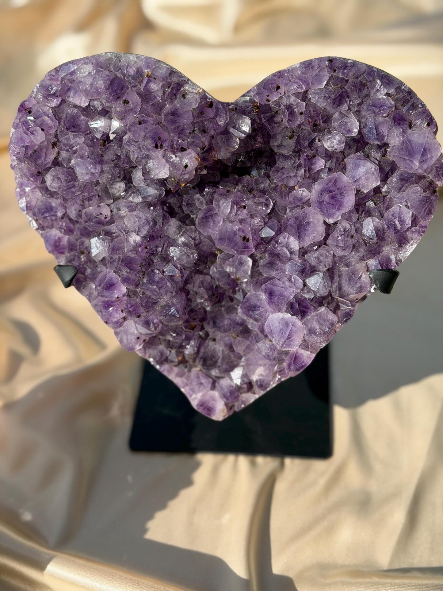 Brazilian Druzy Amethyst Heart with Custom Stand | AMH-003