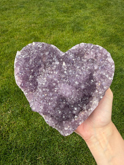 Brazilian Druzy Amethyst Heart with Custom Stand | AMH-005