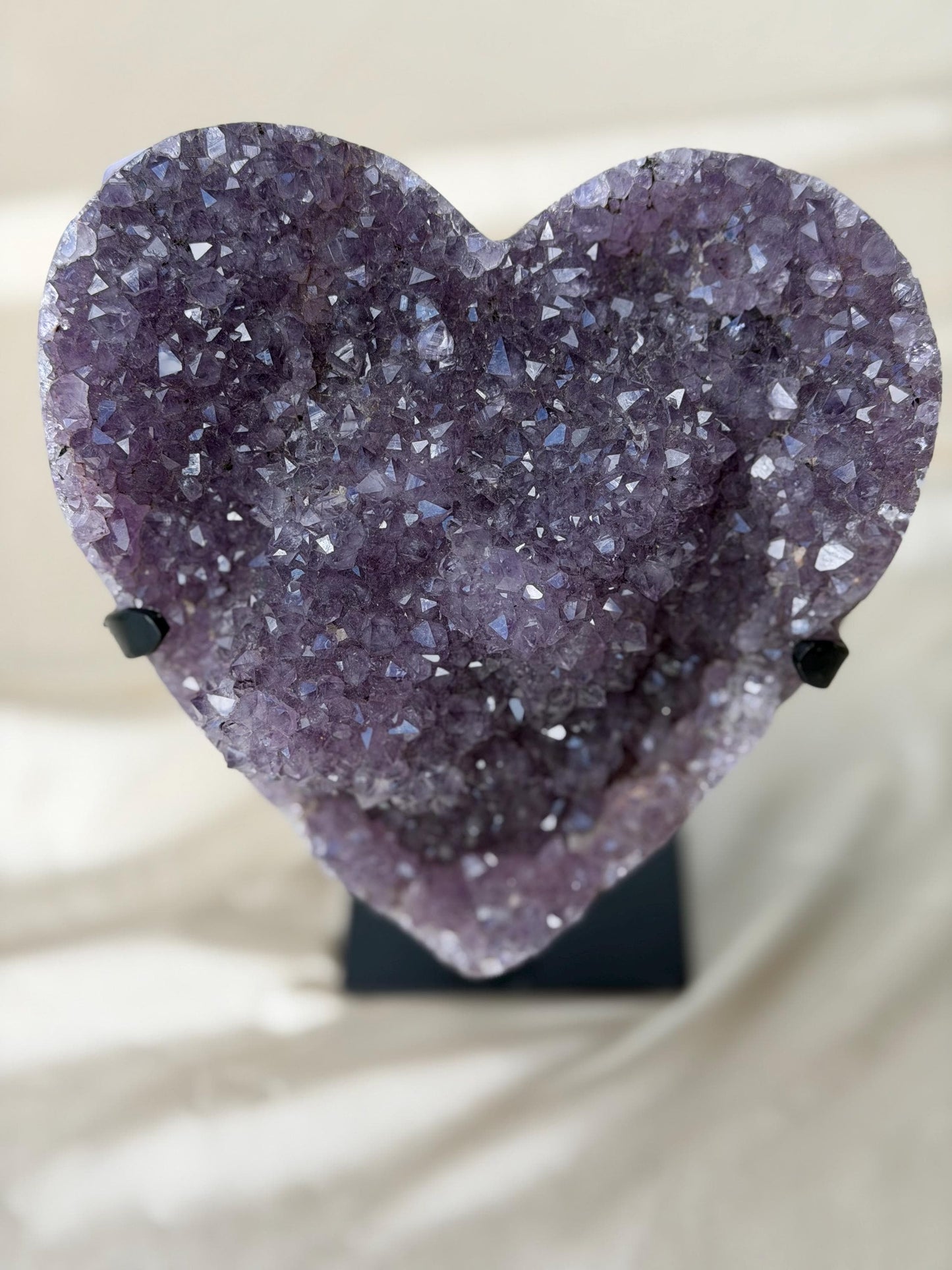 Brazilian Druzy Amethyst Heart with Custom Stand | AMH-005