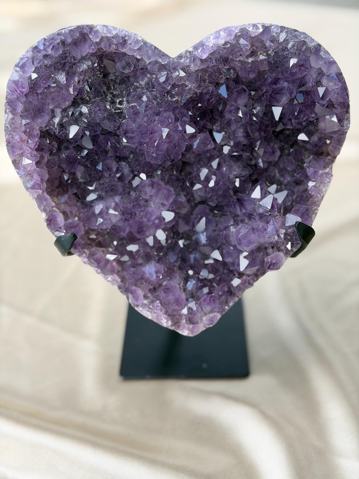 Brazilian Druzy Amethyst Heart with Custom Stand | AMH-007
