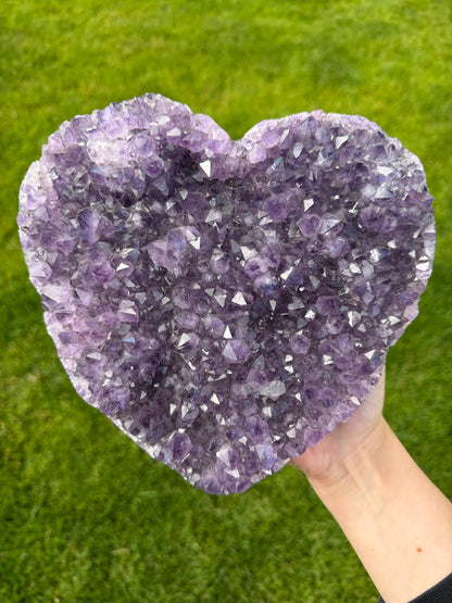 Brazilian Druzy Amethyst Heart with Custom Stand | AMH-008