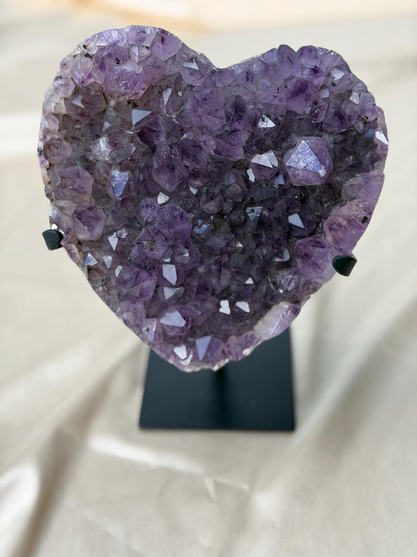 Brazilian Druzy Amethyst Heart with Custom Stand | AMH-009