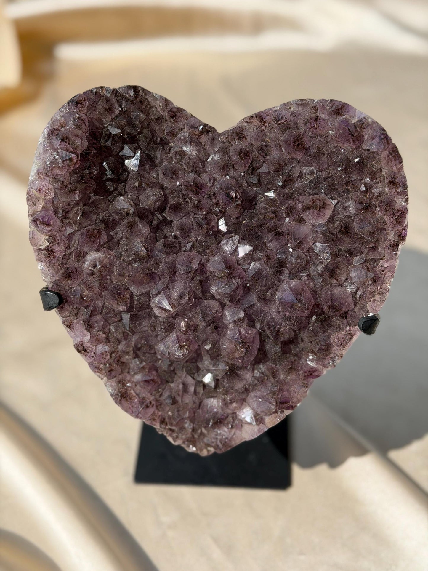 Brazilian Druzy Amethyst Heart with Custom Stand | AMH-010
