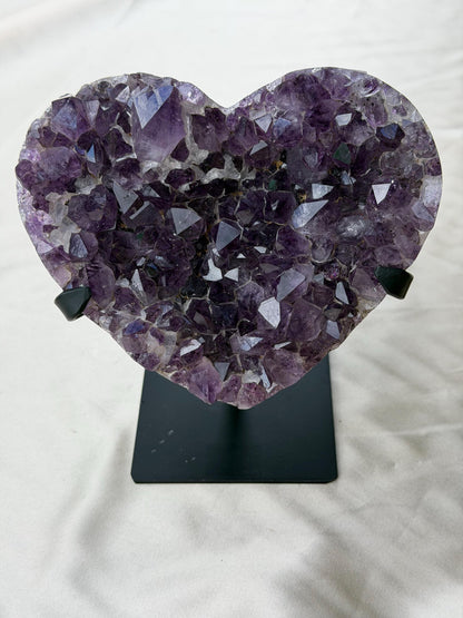 Brazilian Druzy Amethyst Heart with Custom Stand | AMH-011