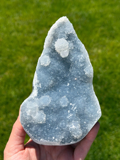 Blue Chalcedony Druzy Freeform | Natural Blue Chalcedony with Flower Formations
