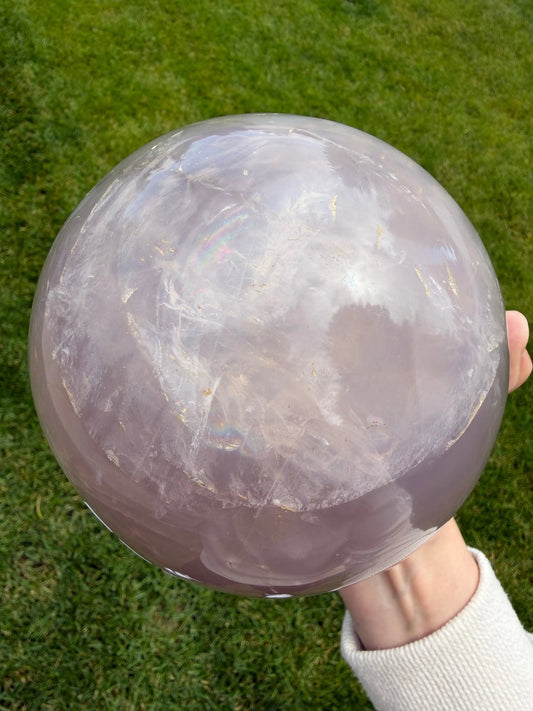 Lavender Rose Quartz with Rainbow Inclusions & Asterism | 125mm - The Aquarian Alchemist