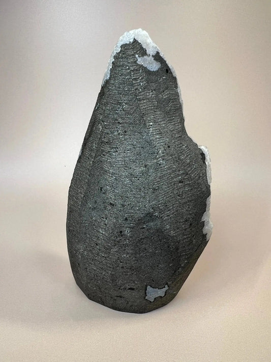 Microcrystalline Blue Chalcedony, Apophyllite with Grey Hues | Self - Standing 5.92" - The Aquarian Alchemist