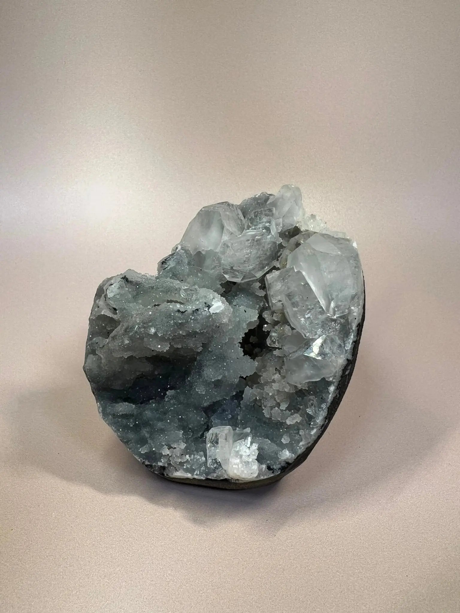 Moody Blue Chalcedony, Cubic Apophyllite with Grey Hues | Self - Standing 3.24" - The Aquarian Alchemist