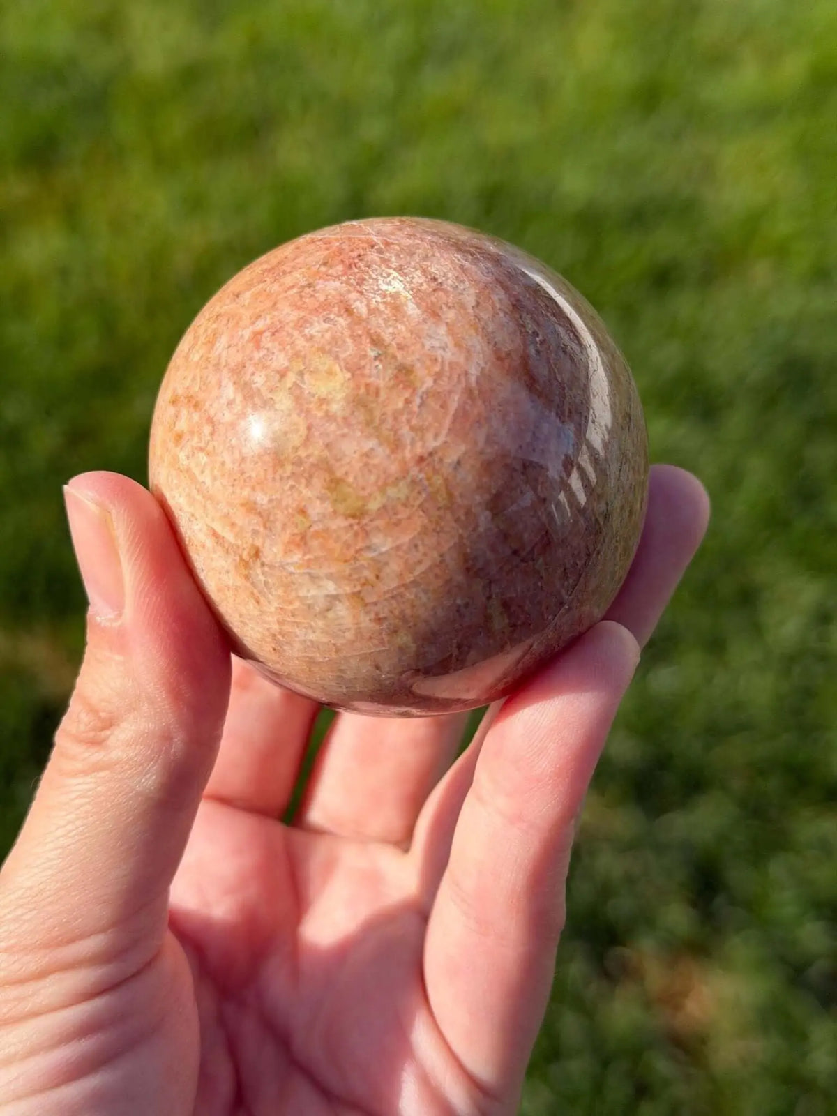 Peach Sunstone Sphere | 57mm - The Aquarian Alchemist