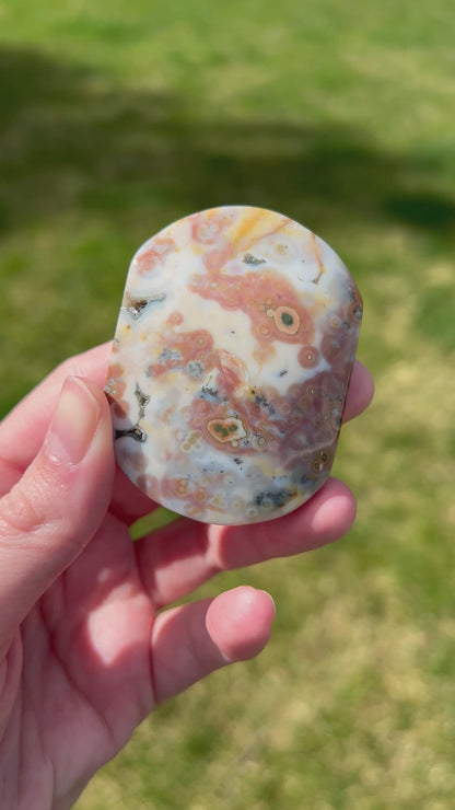 Sea Jasper Palm Stone | Marbled Tide.