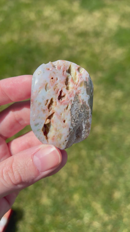 Sea Jasper Palm Stone | Ocean Mist.