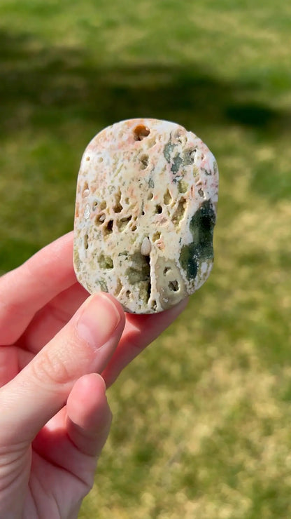 Sea Jasper Palm Stone | Coastal Bloom - The Aquarian Alchemist